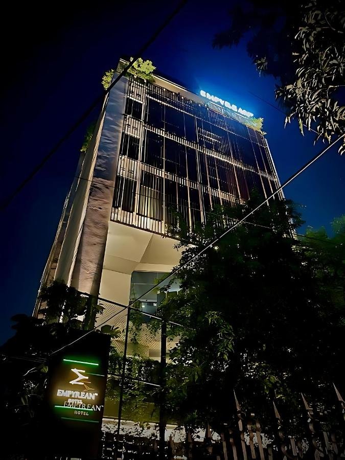Empyrean Hotel Dhaka facade at night