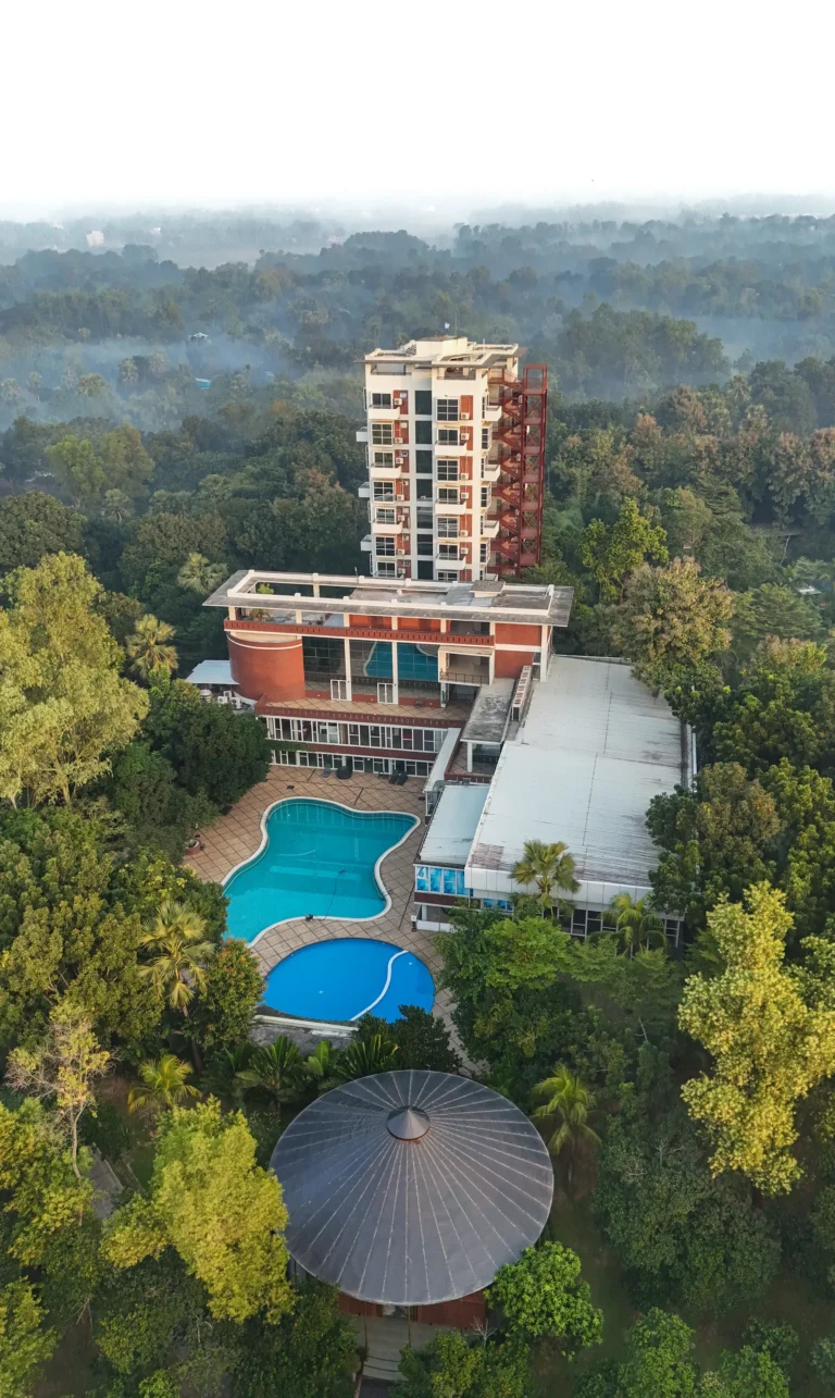 Aerial view of a villa with private pool at Sarah Resort, Gazipur
