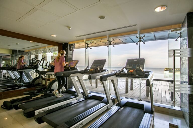 Fitness centre with sea view at Sayeman Beach Resort