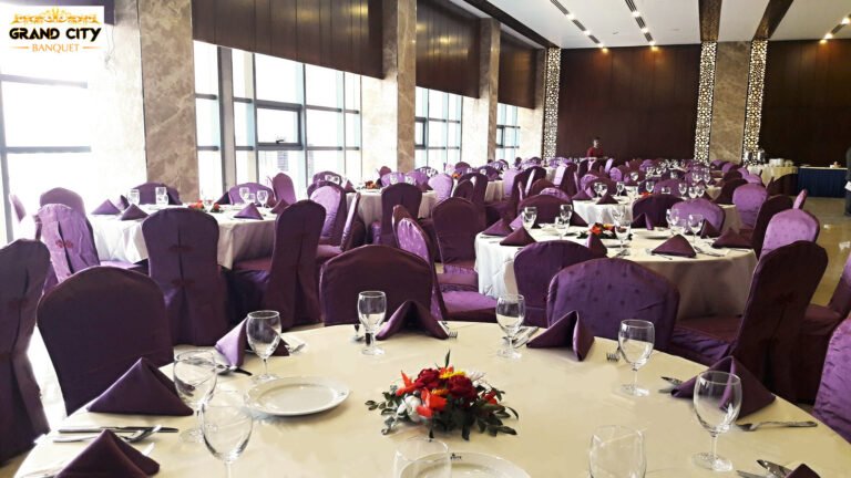 Banquet hall set for an event at Sky City Hotel Dhaka