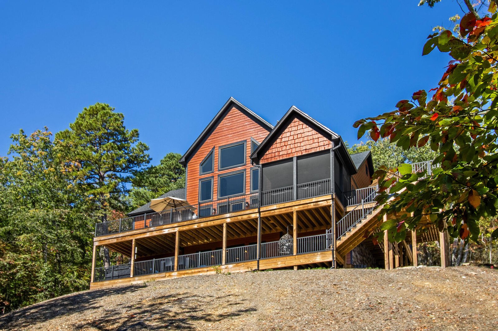 Cabin exterior on a wooded hillside at Massanutten Resort Virginia