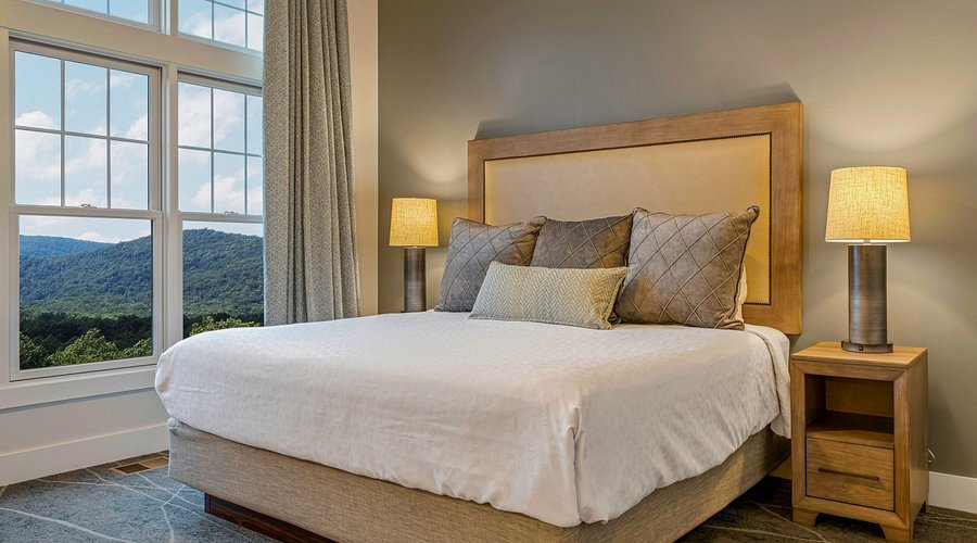 Modern hotel room with mountain view at Massanutten Resort