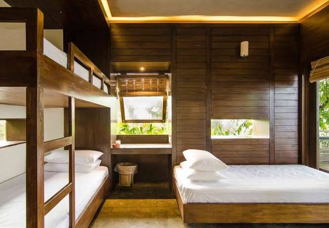 Wood cabin room with bunk beds at Shimul Tola Cabin, Sairu Hill Resort, Bandarban